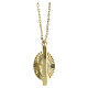 Collier médaille crucifixion Amen laiton doré zircons blancs s6