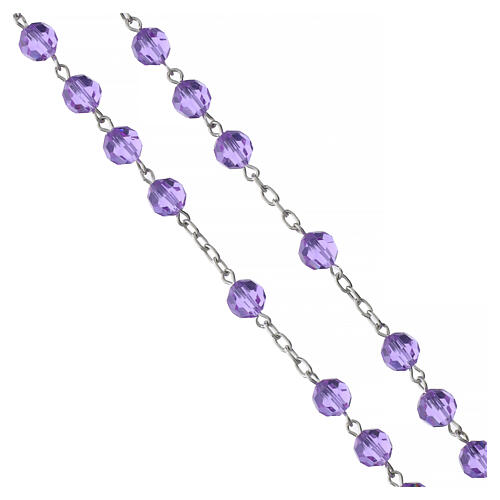 Pink rosary with 0.24-inch faceted crystal beads, 925 silver 4