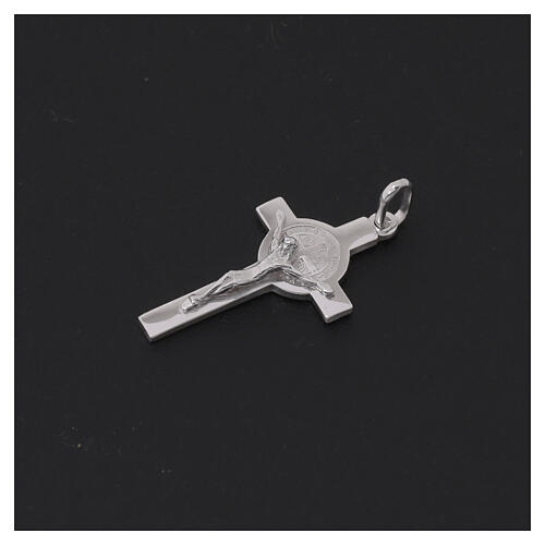 Saint Benedict cross pendant, 18K white gold, 3.10 g, 1x0.5 in 3