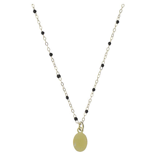 Our Lady of Guadalupe Necklace in 925 Gold-Plated Silver with Black Enamel, 40 cm, Valenti 2
