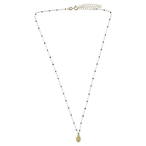 Our Lady of Guadalupe Necklace in 925 Gold-Plated Silver with Black Enamel, 40 cm, Valenti 3