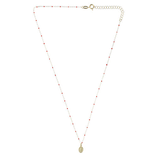 Collana 40 cm argento 925 Madonna Miracolosa perline rosse Valenti 3