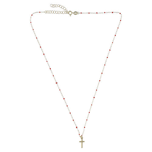 Gargantilla Valenti con cruz de plata 925 dorada y esmaltes rojos 40 cm 2