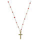 Gargantilla Valenti con cruz de plata 925 dorada y esmaltes rojos 40 cm s1