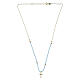Collana dorata Valenti con perline celesti e croce in argento 925 40 cm s2