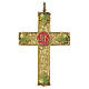 Pectoral Cross, Gold Background with Red JHS and Enameled Grape Leaves, 100 x 90 mm, Pical Arte Creazioni s1