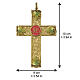 Pectoral Cross, Gold Background with Red JHS and Enameled Grape Leaves, 100 x 90 mm, Pical Arte Creazioni s2