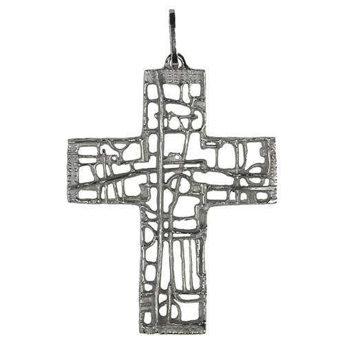 Filigree Abstract Silver-Plated Pectoral Cross, 100x90 mm, Pical Arte Creazioni 1