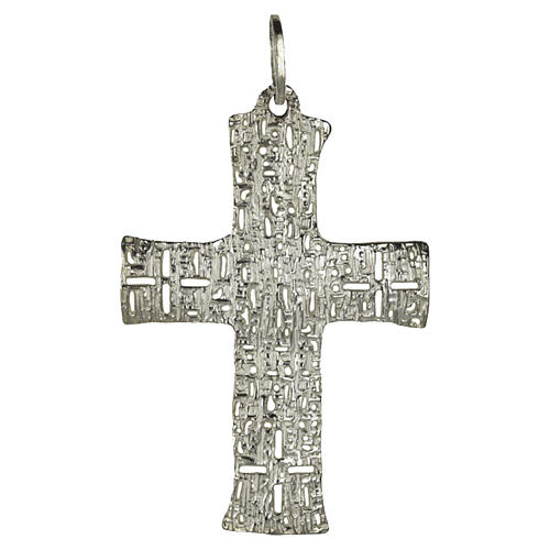 Silver-Plated Pectoral Cross with Textured Openwork Motif, 100x90 mm Pical Arte Creazioni 1