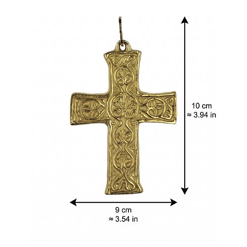 Pectoral cross with low-relief motif, gold-plated 100x90 mm, Pical Arte 2