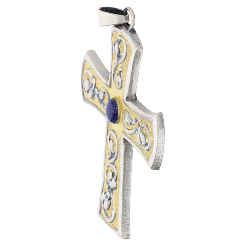 Clergy Pectoral cross with central stone and scrollwork decoration, 9x7 cm 2