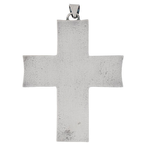 Two-tone decorative pectoral cross with central stone, 9x7 cm 3