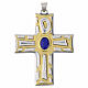 Two-tone decorative pectoral cross with central stone, 9x7 cm s1