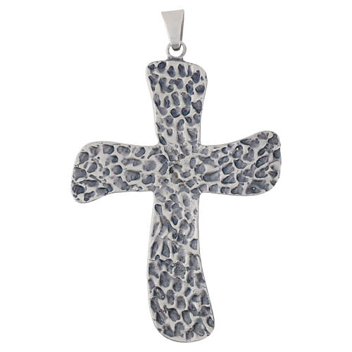 Croce pettorale finitura argento 10x6 cm con Cristo crocifisso 4