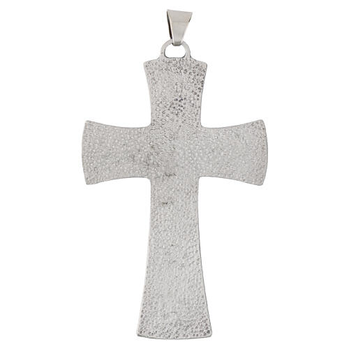 Croce pettorale moderna finitura argento 10x6 cm linee essenziali 3
