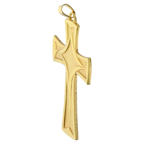 Croce pettorale moderna finitura oro 10x6 cm doppia lavorazione 2
