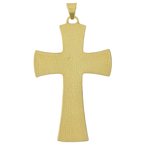 Croce pettorale moderna finitura oro 10x6 cm doppia lavorazione 3