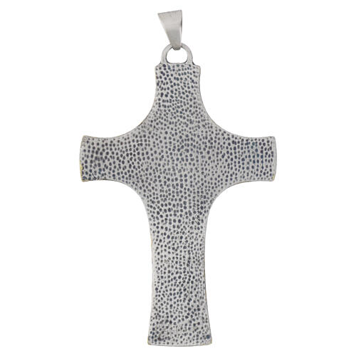 Croce pettorale bicolore 10x6 cm con Cristo in rilievo 4
