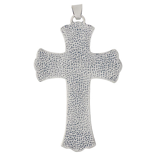 Croce pettorale 10x6 cm finitura argento Tralci d'Uva Lapislazzuli 3