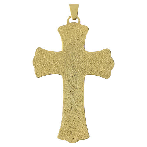 Croce pettorale con Lapislazzuli finitura oro 10x6 cm decoro Tralci d'Uva 3