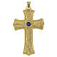 Croce pettorale con Lapislazzuli finitura oro 10x6 cm decoro Tralci d'Uva s1