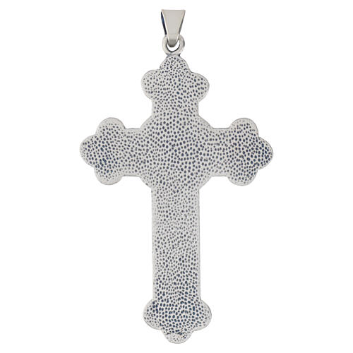 Croce pettorale 10x6 cm bicolor Corona di Spine Lapislazzuli 3