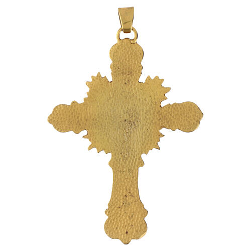 Croce pettorale episcopale 10x6 cm Sacro Cuore Raggi di Luce 3
