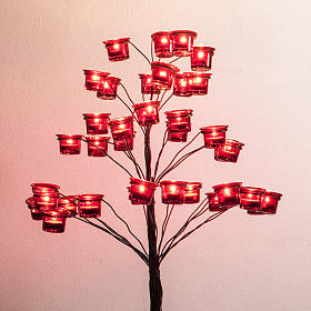 Opferlichtständer, Modell "Lebensbaum" mit dunkelroten Gläsern