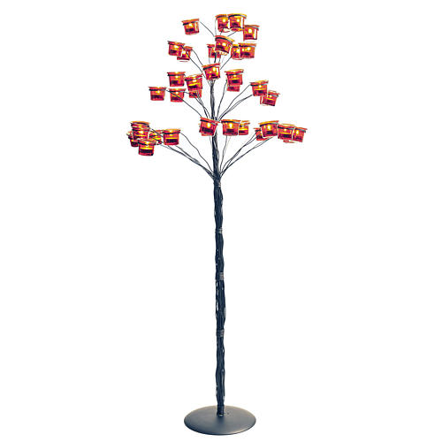 Opferlichtständer, Modell "Lebensbaum" mit dunkelroten Gläsern 1