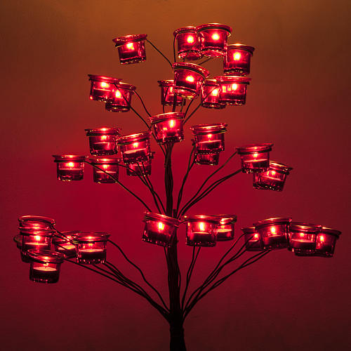 Opferlichtständer, Modell "Lebensbaum" mit dunkelroten Gläsern 3