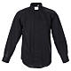 STOCK Camicia clergy manica lunga popeline nera s1