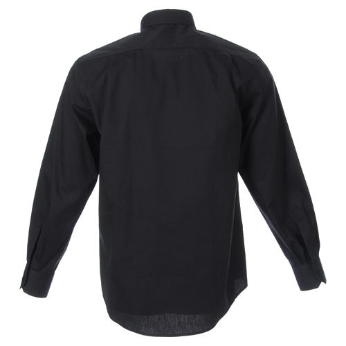 STOCK Camisa clergyman manga longa popeline preto 2
