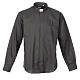 STOCK Camicia clergyman manica lunga misto grigio scuro s1