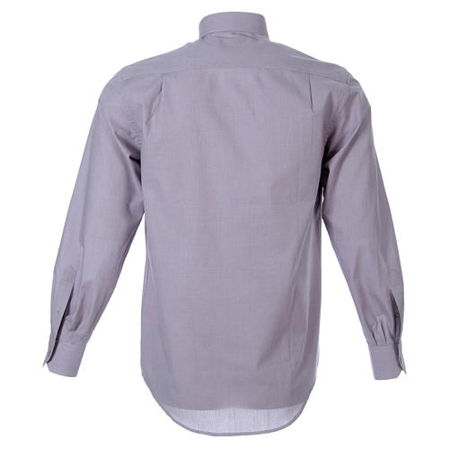 STOCK Collarhemd mit Langarm aus Fil-à-Fil-Baumwollmischung in der Farbe Hellgrau 2