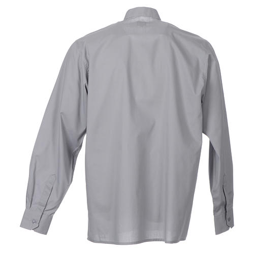 STOCK Light grey popeline clergyman shirt, long sleeves 2