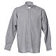STOCK Light grey popeline clergyman shirt, long sleeves s1