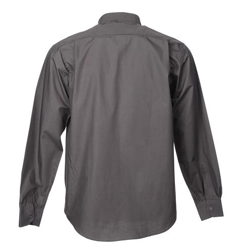 STOCK Dark grey popeline clergyman shirt, long sleeves 4