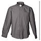 STOCK Dark grey popeline clergyman shirt, long sleeves s3