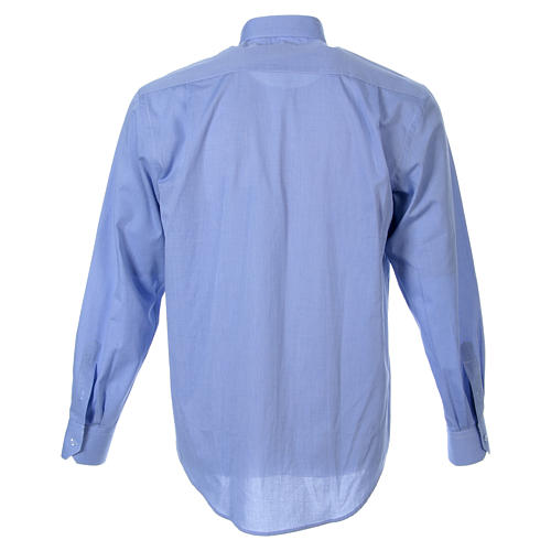 STOCK Collarhemd mit Langarm aus Fil-à-Fil-Baumwollmischung in der Farbe Himmelblau 2