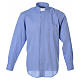 STOCK Clergyman shirt in fil-a-fil light blue cotton, long sleeves s1