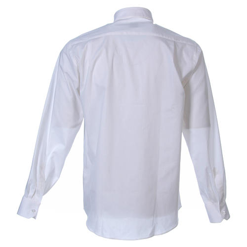STOCK Clergyman shirt in white popeline cotton, long sleeves 2