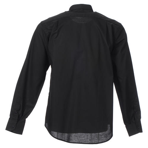 STOCK Clergy shirt, long sleeves in black mixed cotton 2