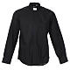 STOCK Clergy shirt, long sleeves in black mixed cotton s1