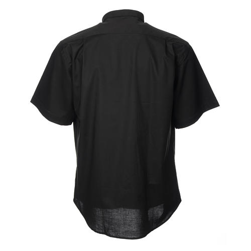STOCK Clergy shirt, short sleeves in black poly cotton 2
