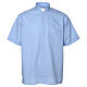 STOCK Clergy shirt, short sleeves in light blue mixed cotton s1