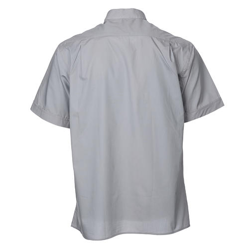 STOCK Camicia clergyman manica corta misto grigio chiaro 2