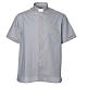 STOCK Camicia clergyman manica corta misto grigio chiaro s1