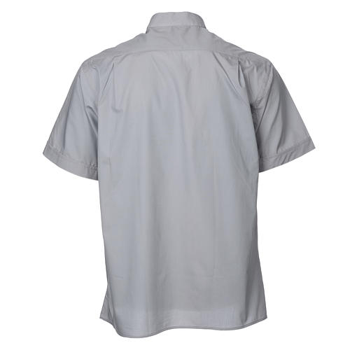 STOCK Clergy shirt, short sleeves in light grey mixed cotton 2