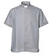 STOCK Clergy shirt, short sleeves in light grey mixed cotton s1