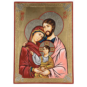 Ikona Świętej Rodziny ornament pozłacany